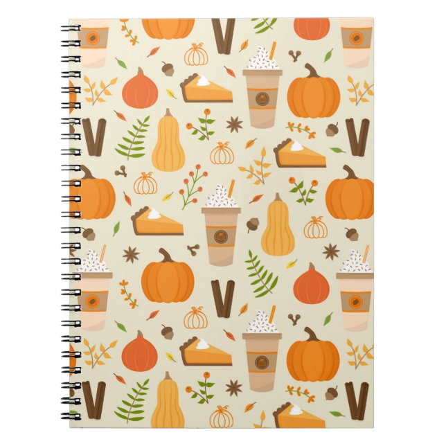 Cuaderno Patrón de caída del Naranja divertido (Frente)