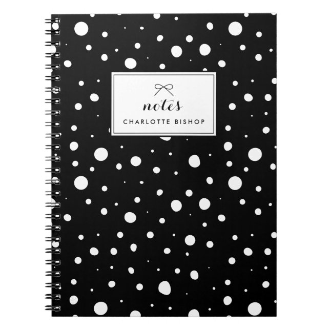 Cuaderno Patrón de caídas de nieve en blanco y negro person (Frente)