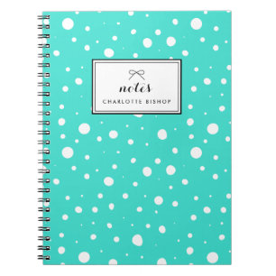 Cuaderno Patrón de caídas de nieve turquesa personalizado