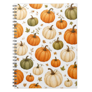 Cuaderno Patrón de calabaza acuarela Calabazas de otoño