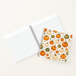 Cuaderno Patrón de calabaza acuarela Calabazas de otoño