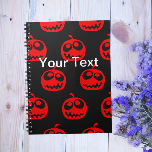 Cuaderno Patrón de calabaza de Halloween rojo de la Cuadros