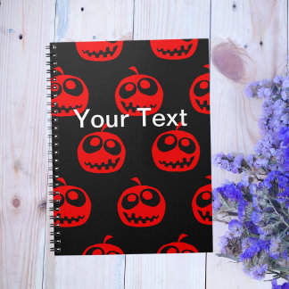Cuaderno Patrón de calabaza de Halloween rojo de la Cuadros