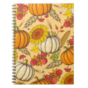 Cuaderno Patrón de calabaza y hojas de arce.
