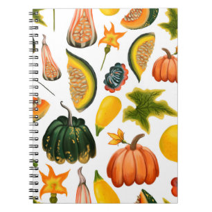 Cuaderno Patrón de calabazas y hojas sin soldadura en una i