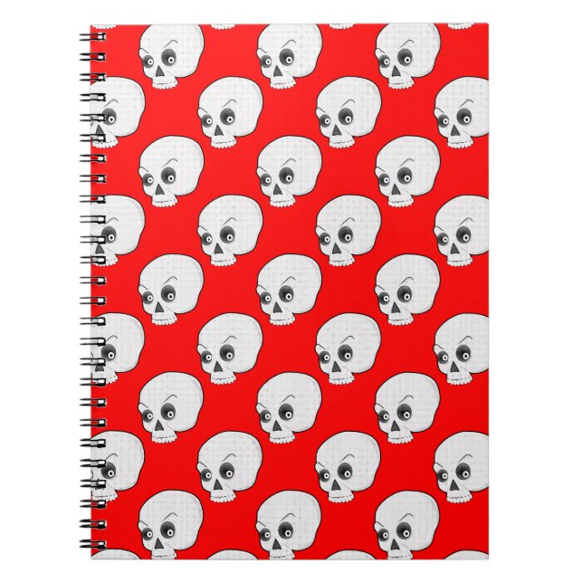 Cuaderno Patrón De Calavera En Fondo Rojo (Frente)