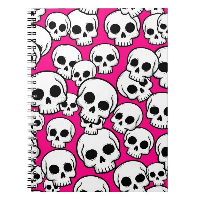 Cuaderno Patrón de calavera rosa (Frente)