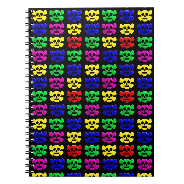 Cuaderno Patrón de calaveras coloridas (Frente)