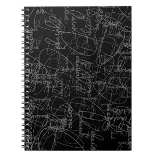 Cuaderno Patrón de caligrafía de firmas grises en negro