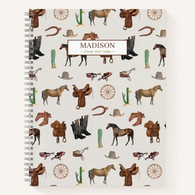 Cuaderno Patrón de campo de Cowboy Cowgirl Western Rodeo (Anverso)