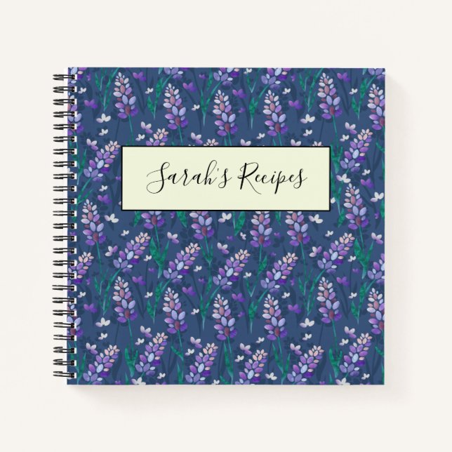 Cuaderno Patrón de campos de lavanda en morado (Anverso)