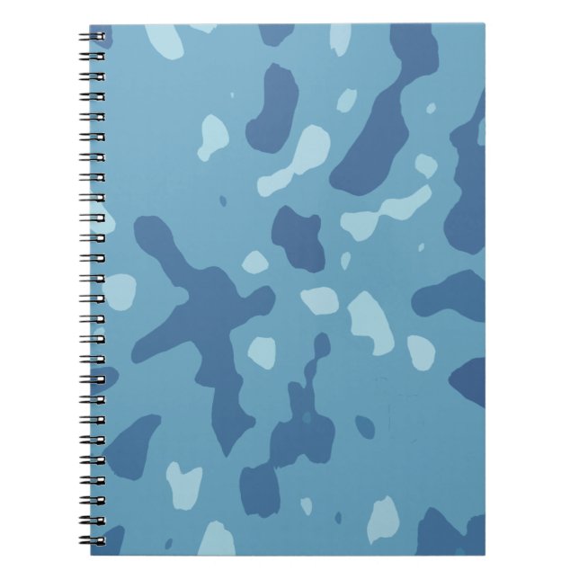 Cuaderno Patrón de camuflaje abstracto azul pastel (Frente)