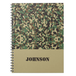 Cuaderno Patrón de camuflaje de nombre personalizado