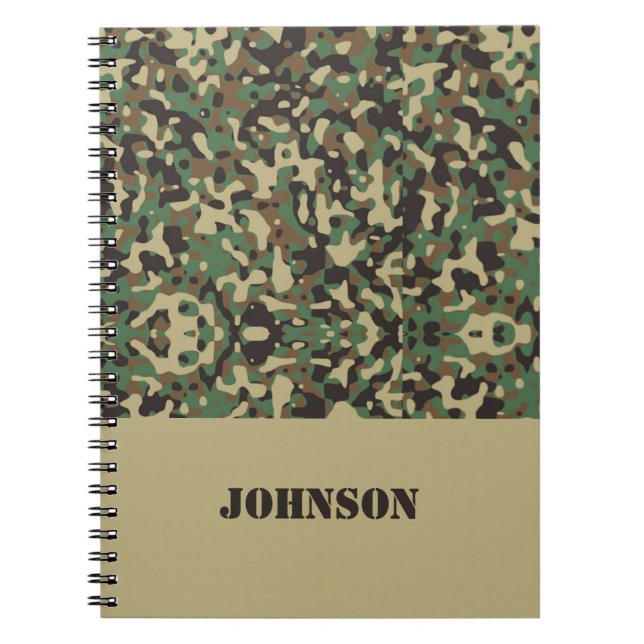 Cuaderno Patrón de camuflaje de nombre personalizado (Frente)