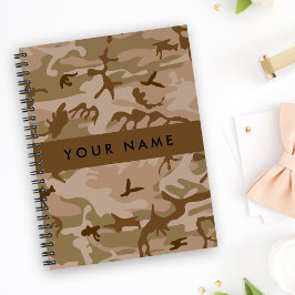 Cuaderno Patrón de camuflaje del desierto, tu nombre, perso