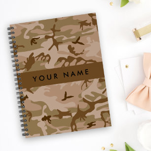 Cuaderno Patrón de camuflaje del desierto, tu nombre, perso