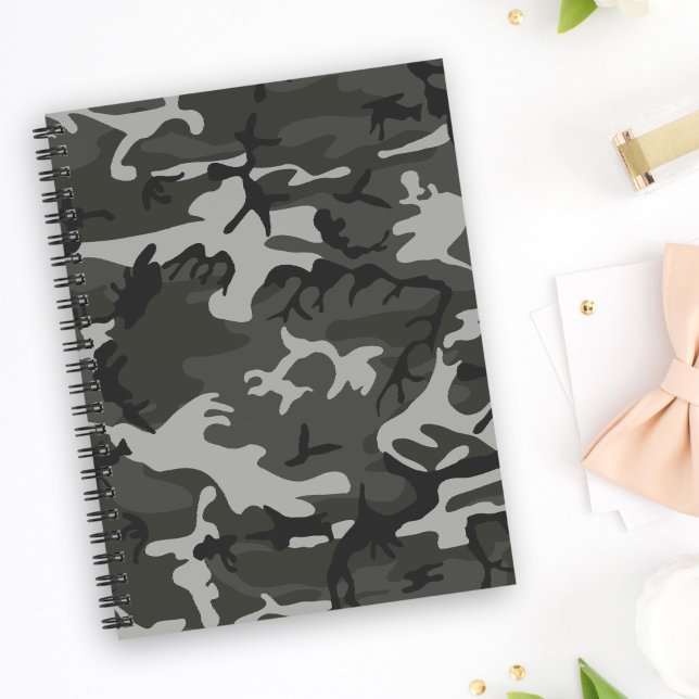 Cuaderno Patrón de camuflaje gris, patrón militar, ejército (Subido por el creador)