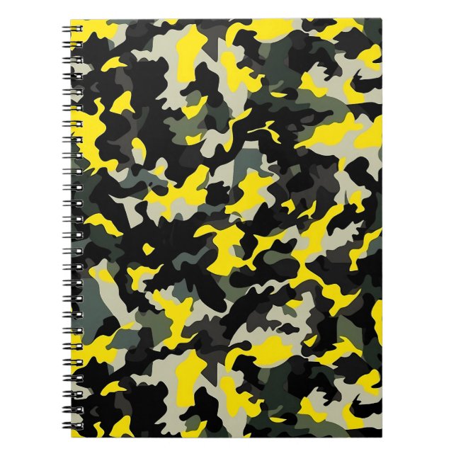 Cuaderno Patrón de camuflaje negro y amarillo (Frente)