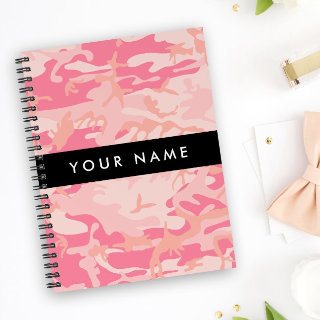 Cuaderno Patrón de camuflaje rosa, su nombre, Personalizabl (Subido por el creador)