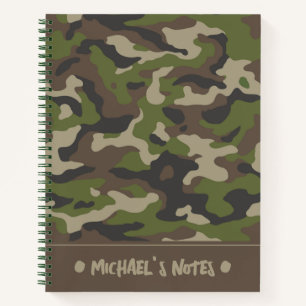 Cuaderno Patrón de camuflaje verde   Añadir su nombre