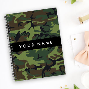 Cuaderno Patrón de Camuflaje Verde, Tu nombre, Personaliza