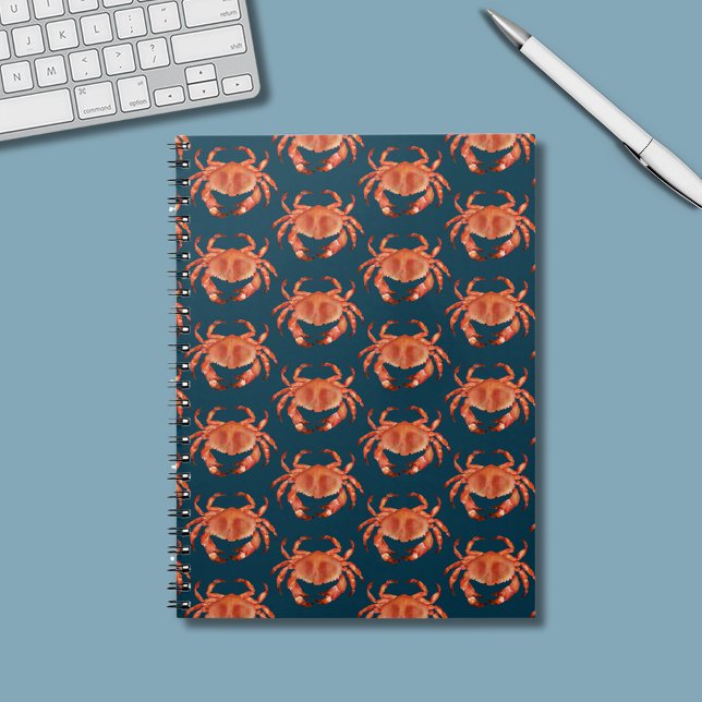 Cuaderno Patrón de cangrejos a orillas del mar (Brown crab coastal crustacean notebook)