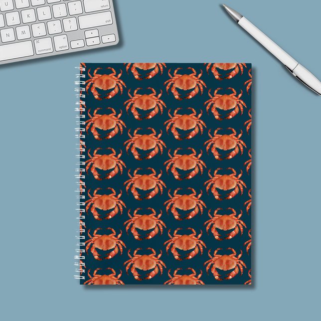 Cuaderno Patrón de cangrejos junto al mar (Brown crab coastal crustacean notebook)