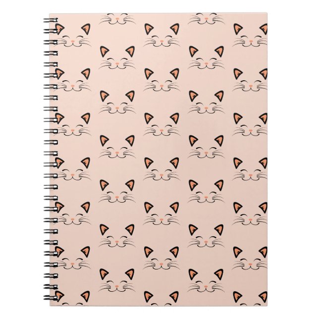 Cuaderno Patrón de cara de gato gatito flotante (Frente)