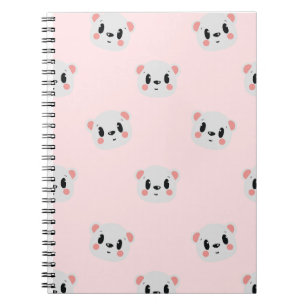 Cuaderno Patrón de cara de oso Kawaii lindo en rosa pastel