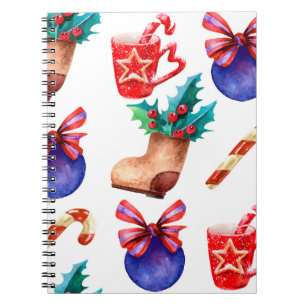 Cuaderno Patrón de caramelos de Año Nuevo brillante y sin f