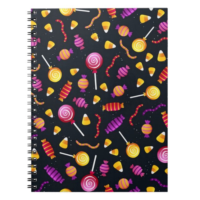 Cuaderno Patrón de caramelos de Halloween (Frente)