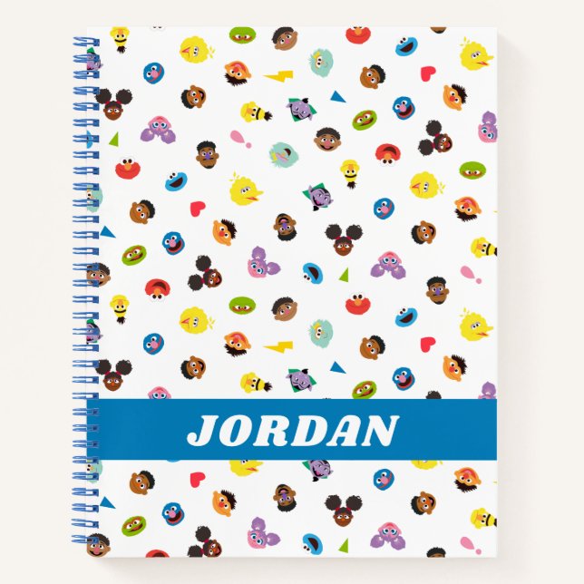 Cuaderno Patrón de caras comunes | Añadir su nombre (Anverso)