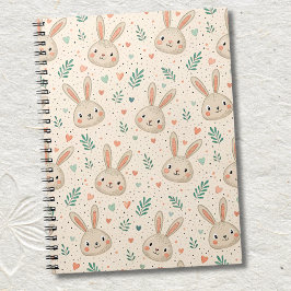 Cuaderno Patrón de caras de conejito diminutas vintage con 