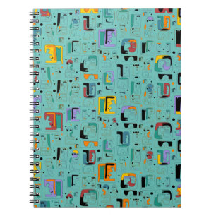 Cuaderno Patrón de caras mayas tribales abstractas antiguas