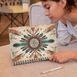 Cuaderno Patrón de Catcher de Sueños Retro de Feather Nativ