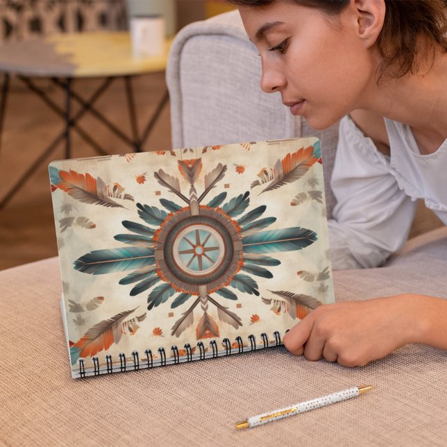 Cuaderno Patrón de Catcher de Sueños Retro de Feather Nativ (Subido por el creador)