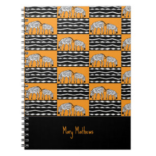 Cuaderno Patrón de cebras kenianas, Naranja