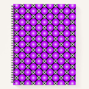 Cuaderno Patrón de celosía blanco negro con puntos rosas ma