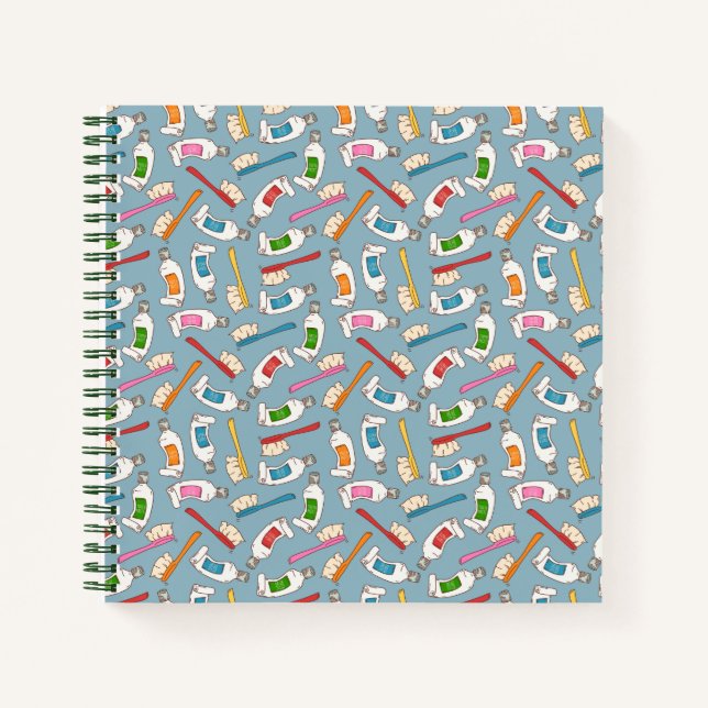 Cuaderno Patrón de cepillo de dientes y pasta dental (Anverso)