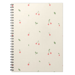 Cuaderno Patrón de Cereza Adorable – Estética de Frutas Min
