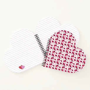 Cuaderno Patrón de cereza coquette con lazo rosa Estética