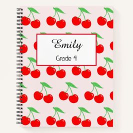 Cuaderno Patrón de Cereza Lindo Escritura Personalizada