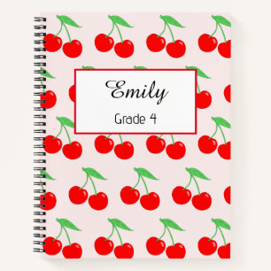 Cuaderno Patrón de Cereza Lindo Escritura Personalizada