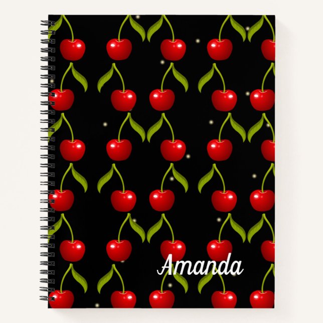 Cuaderno Patrón de cerezas brillantes (Anverso)