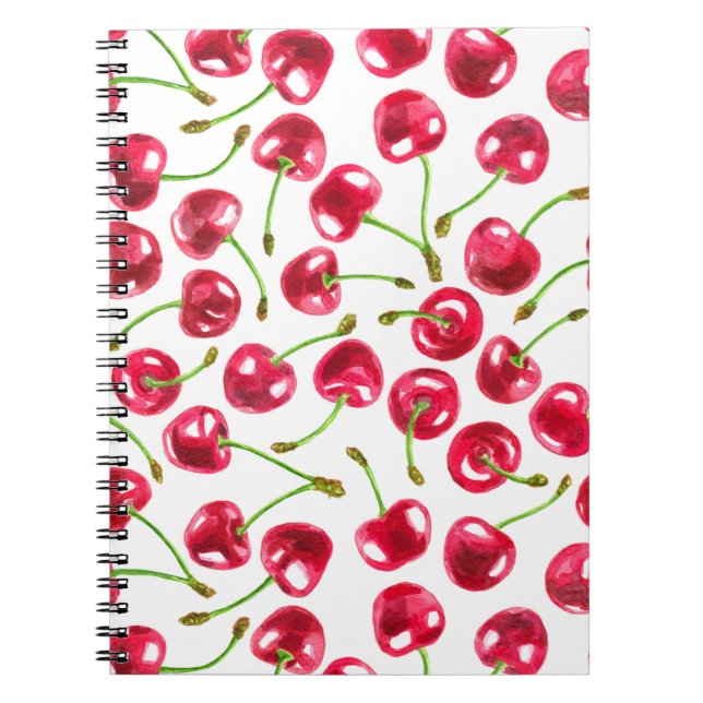 Cuaderno Patrón de cerezas de color agua (Frente)