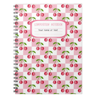 Cuaderno Patrón de Checker de Cereza con Bola de Disco y No