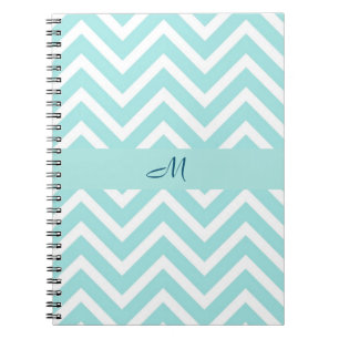 Cuaderno Patrón de cheurón azul con monograma