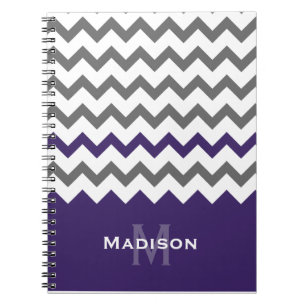 Cuaderno Patrón de cheurón de estilo púrpura y gris