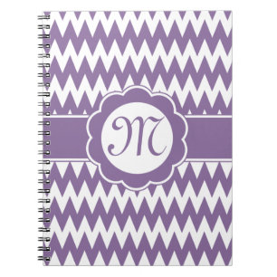 Cuaderno Patrón de cheurón púrpura y flor monograma