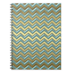 Cuaderno Patrón de cheurón Verde azulado y oro